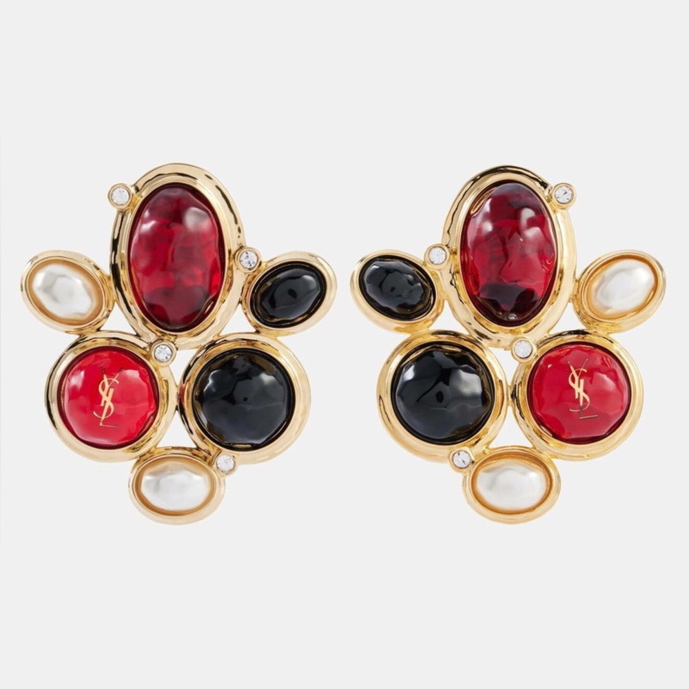 Saint Laurent Cassandre Embellished Earrings